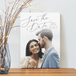 Windswept Script   Vertical Photo Save The Date