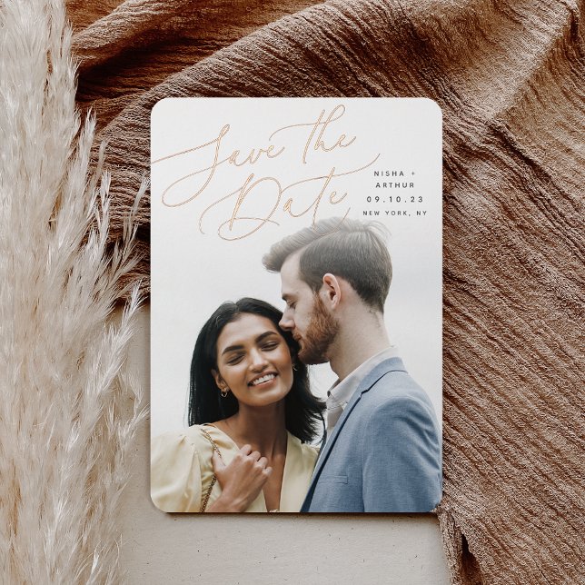Windswept Script | Vertical Photo Save The Date (Creator Uploaded)