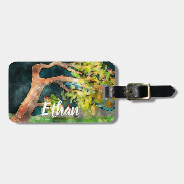 Windswept Tree Luggage Tag (Front Horizontal)