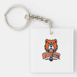 Windy City Football Angry Bear Mascot Sports Fan A Key Ring