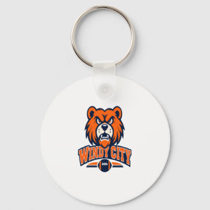 Windy City Football Angry Bear Mascot Sports Fan A Key Ring