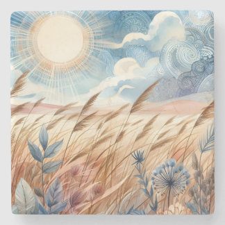 Windy Day Rustic Boho Mountain Prairie Country Stone Coaster