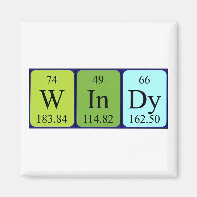Windy periodic table name magnet (Front)