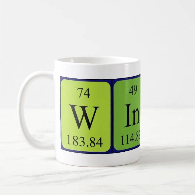 Windy periodic table name mug (Left)