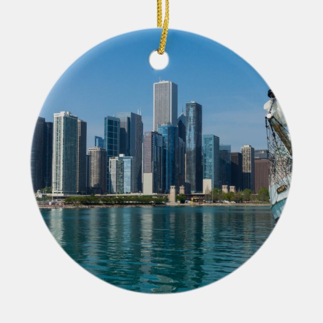 Windy Sailing Ceramic Tree Decoration (Front)