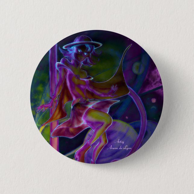 Windy Saturn Psychedelic 6 Cm Round Badge (Front)