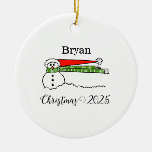 Windy Snowman Personalised Ornament