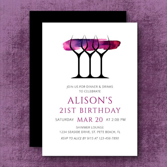 Wine 21st Birthday Invitation (Creator Uploaded)