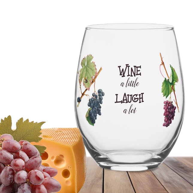 Wine a Little Laugh a Lot Funny Stemless Wine Glass (Creator Uploaded)