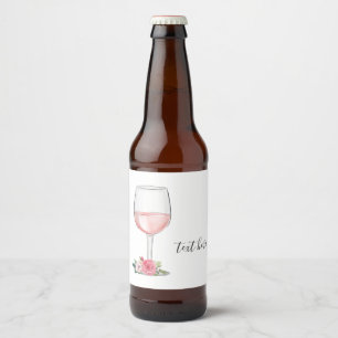 wine, adult birthday, wedding, floral beer bottle  label
