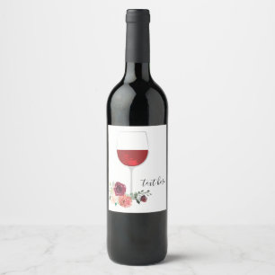 wine, adult birthday, wedding, floral wine label