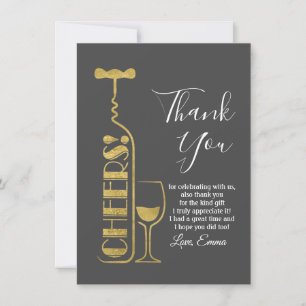 wine, adult birthday, wedding, party thank you card