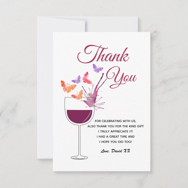 wine, adult, thank you card (Front)