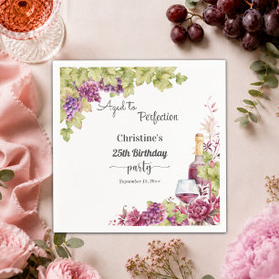 Wine Aged to Perfection 25th Birthday Party Napkin