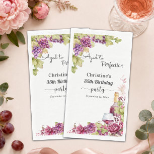 Wine Aged to Perfection 35th Birthday Party Napkin