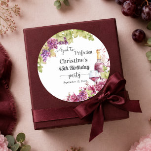 Wine Aged to Perfection 45th Birthday Party Classic Round Sticker