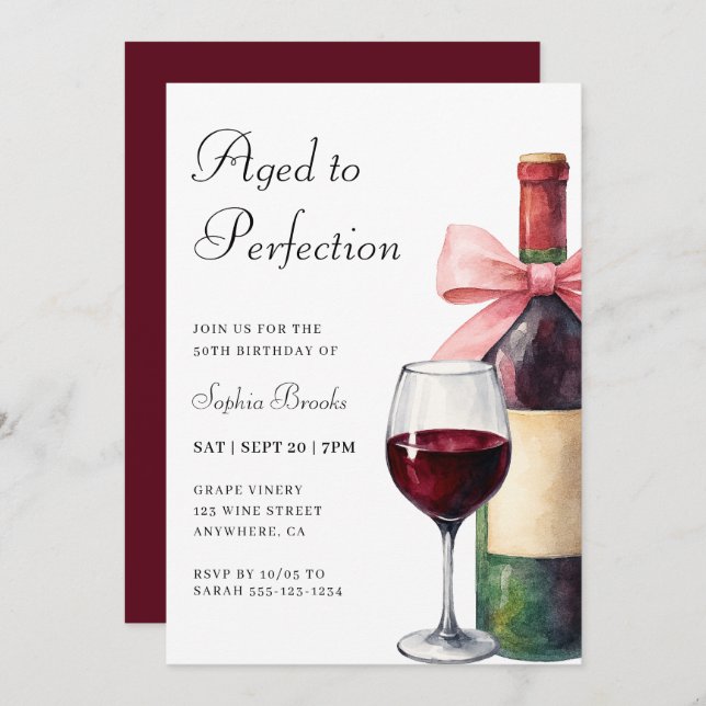 Wine Aged To Perfection 50th Birthday Party Invitation (Front/Back)