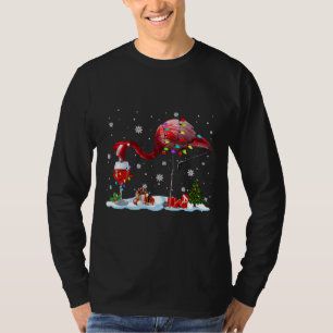 Wine & S Flamingo Christmas Flamingo Drinking W T-Shirt