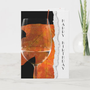 Wine and Autumn Leaf Card