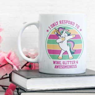 Wine and Awesomeness Dabbing Unicorn Large Coffee Mug
