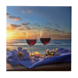 Wine and Beach Beautiful Art Tile