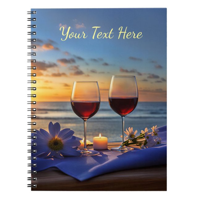 Wine and Beach Custom Notebook (Front)