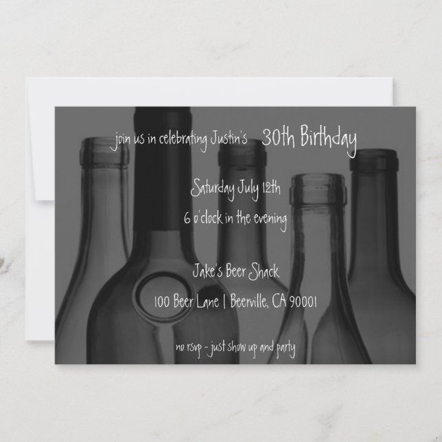 Wine and Beer Bottle Birthday Party Invitations (Front)