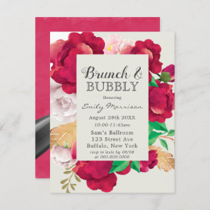 Wine and Blush Pink Peony Brunch & Bubbly Invitation