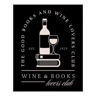 Wine and books lovers reading girls night party poster