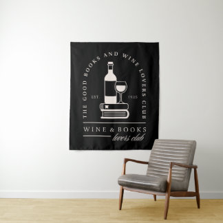 Wine and books lovers reading girls night party tapestry