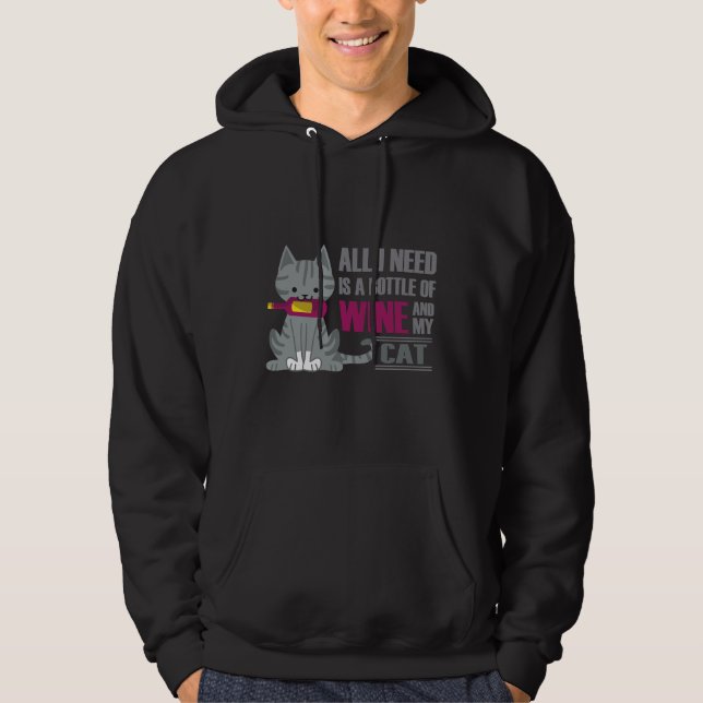 Wine And Cats Hoodie (Front)