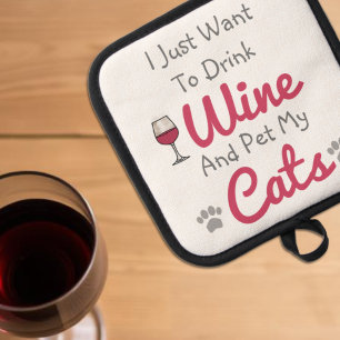 Wine and Cats Pot Holder