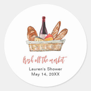 Wine and Cheese Bridal Shower  Classic Round Sticker