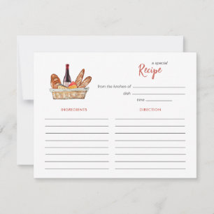 Wine and Cheese Bridal shower Recipe card