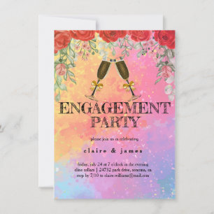 Wine and Cheese Colorful Engagement Party Invitation