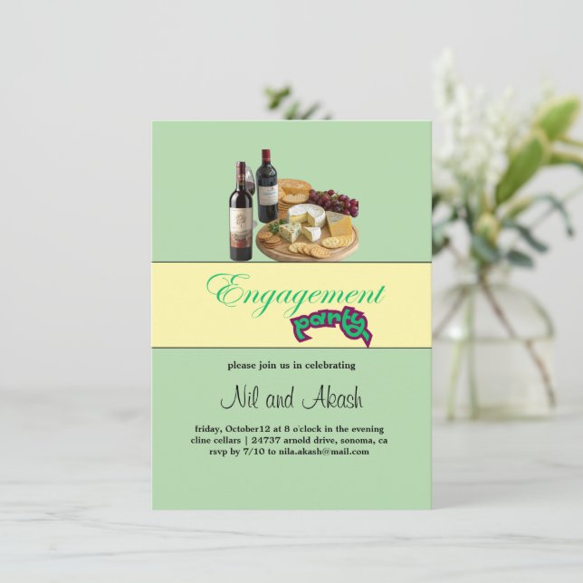 Wine and Cheese Engagement Party Invitation (Standing Front)