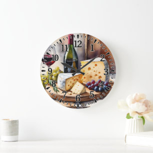 Wine and Cheese  Large Clock
