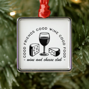 Wine and cheese lovers club metal tree decoration