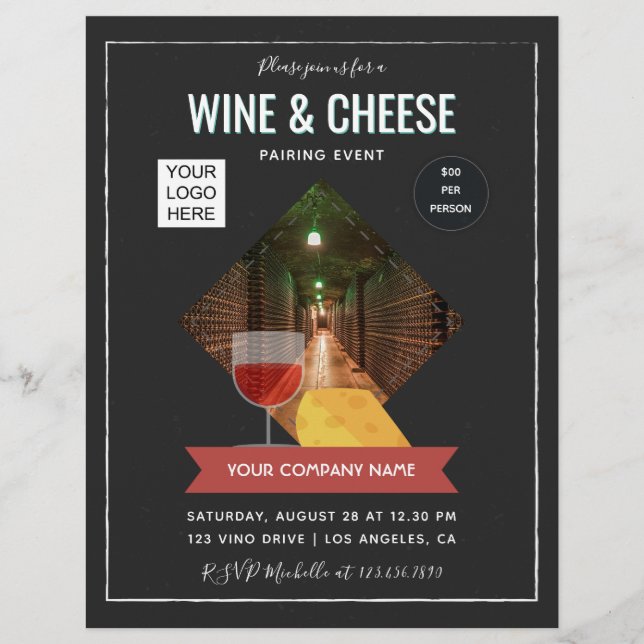 Wine And Cheese Pairing Event add photo and logo Flyer (Front)