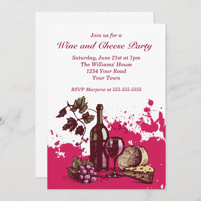 Wine and Cheese Party Invitation (Front/Back)
