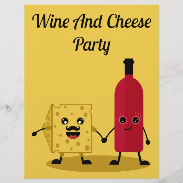 Wine And Cheese party Invitation Flyer (Front)