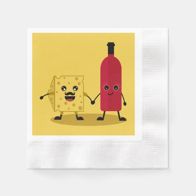 Wine And Cheese party Invitation Napkin (Front)