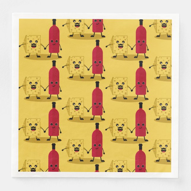 Wine And Cheese party Invitation Napkin (Front)