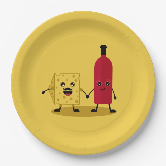 Wine And Cheese party Invitation Paper Plate (Front)