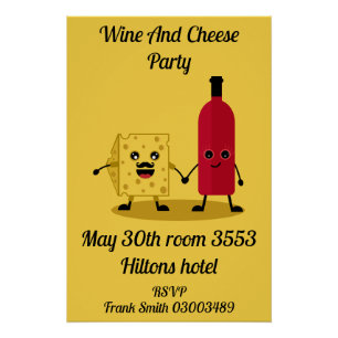 Wine And Cheese party Invitation Poster