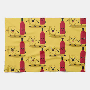 Wine And Cheese party Invitation Tea Towel