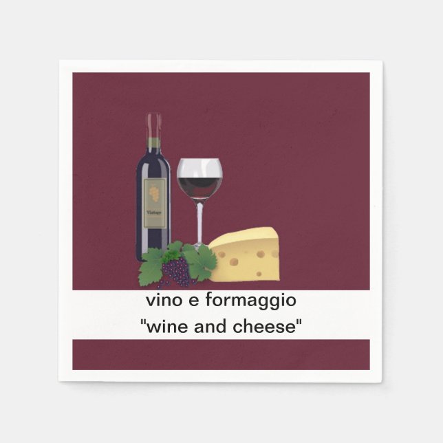 Wine and Cheese Party Napkin (Front)