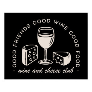 Wine and cheese party night poster