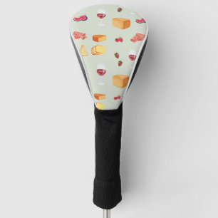 Wine and Cheese Pattern Golf Head Cover