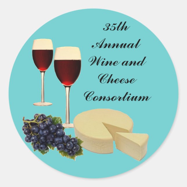 Wine and Cheese Series Classic Round Sticker (Front)